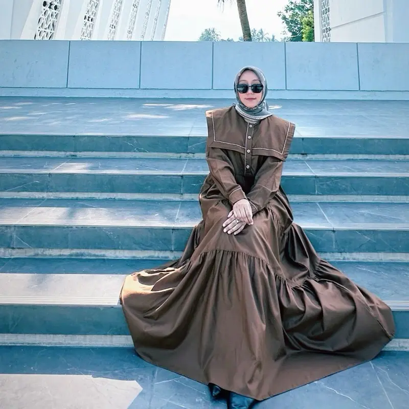 MOZHASHAFURA.Cloth - LUMIA DRESS Bahan Katun Fodu Gamis Wanita Muslim Basic Variasi Kerah Sailor Benang Timbul Kancing Busui Wudhu Friendly Casual Elegant Formal
