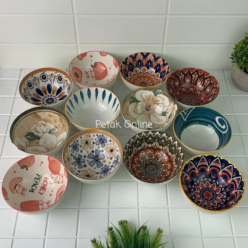 Hampers Mangkok Set Keramik Motif Korea Isi 1 Plus Box 6