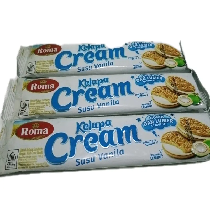 Roma Kelapa Cream susu Vanila. Snack Makanan Cemilan Kering Manis Wafer Biskuit Krim 2