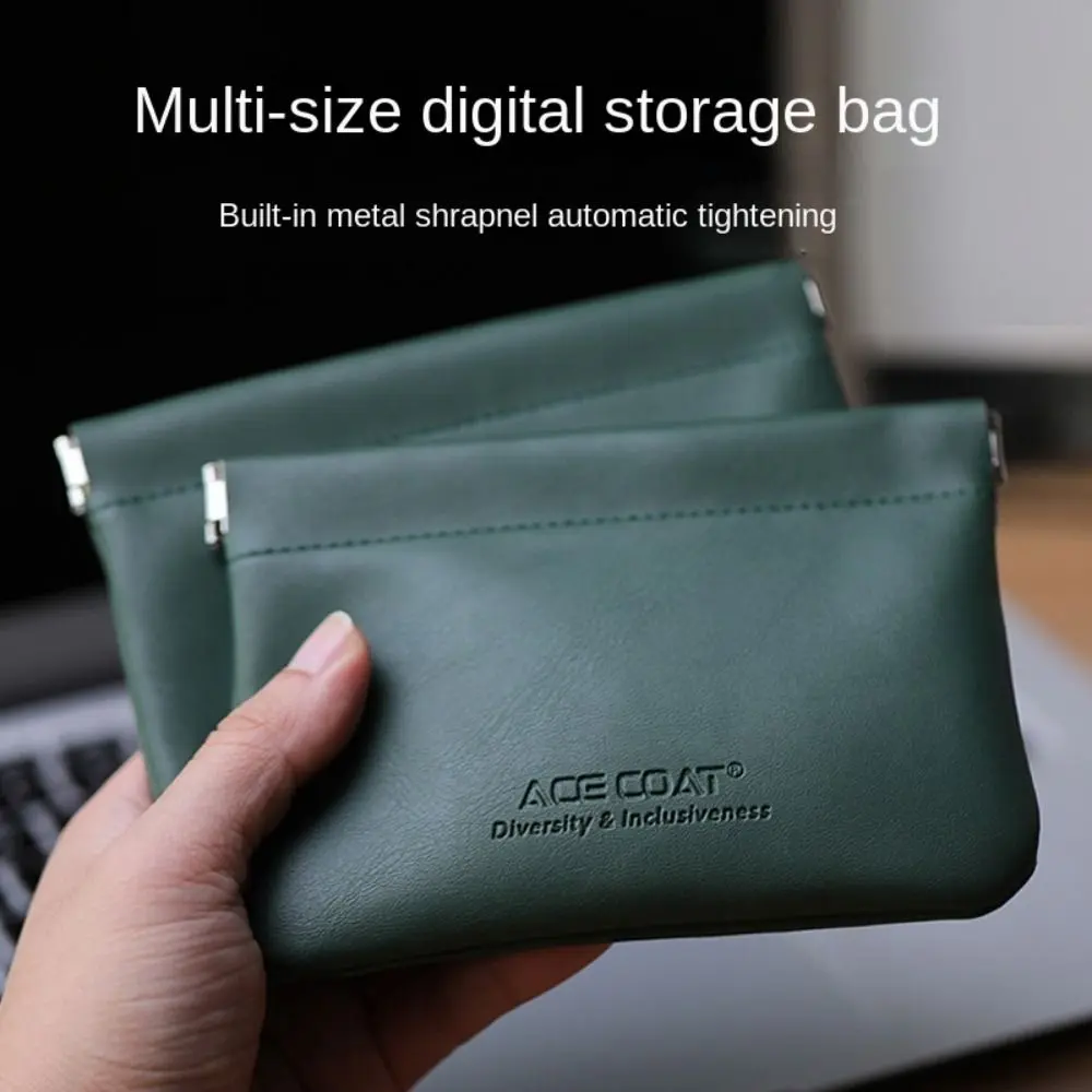 New Portable PU Earphone Wire Bag Travel Organizer Pouch Mini Bag Storage Bag Automatically close PU Wireless Mouse Bags