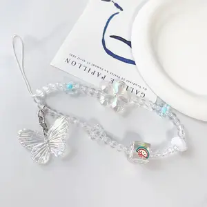 Chain charms tali gantungan hp manik-manik  stripe mutiara gaya peri  pergelangan tangan portable  Premium rantai ponsel antihilang cangkang gelang dapat dilepas