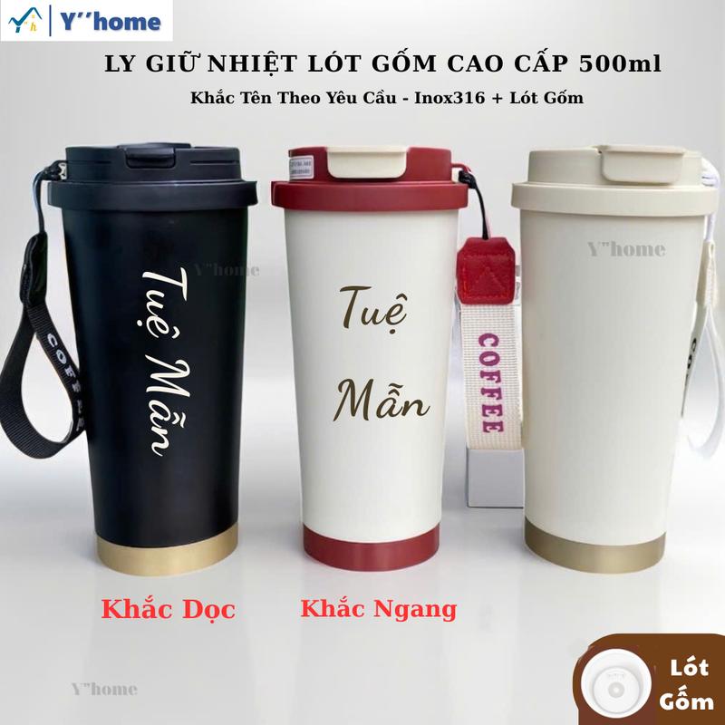  Quà Tặng Tết Ý Nghĩa  Ly giữ nhiệt khắc tên cao cấp bằng Inox 316 lót gốm dung tích 500ml 2 vị trí uống Dây xách sơn tĩnh điện Giữ nhiệt nhiệt 8-12h tiện lợi xịn sò dễ mang theo. 