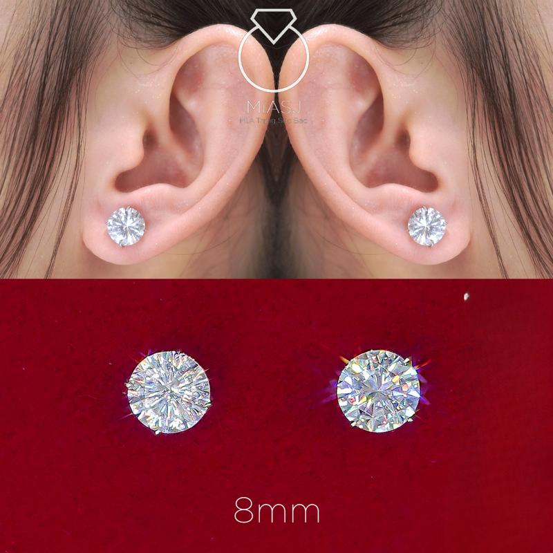   LIVE  BÔNG NỤ 8li - Bông khuyên tai hột nụ tròn chốt đẩy Bạc Ý S925 đá CZ6A  cao cấp | MiA Trang sức bạc 