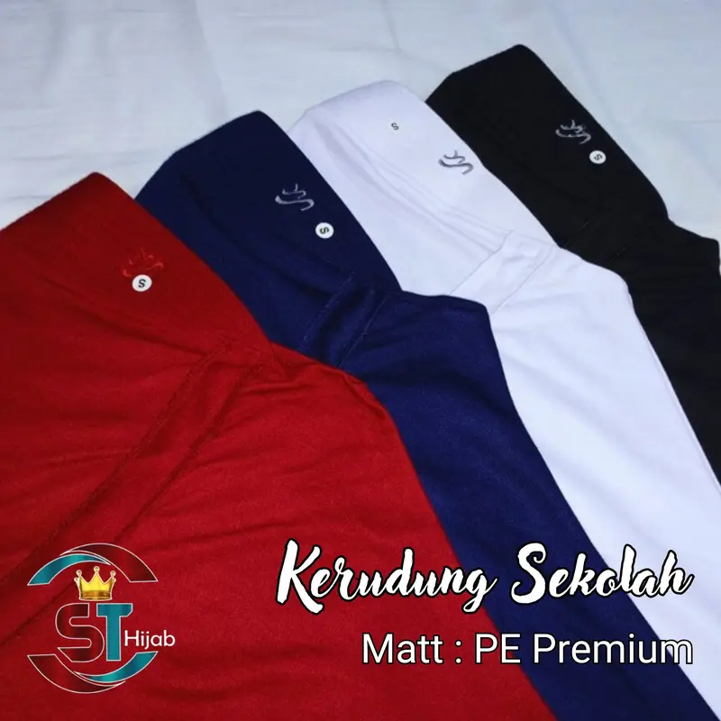 Hijab Sekolah Instan SD SMP SMA Pita Tertutup Bahan Kaos PE Premium 1