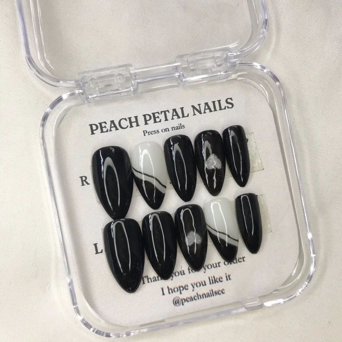PRESS ON NAILS BLACK LOVE | press on nails custom | kuku palsu murah