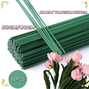 【COD】50 PCS Kawat Tangkai Bunga Artificial Batang/2mm Kawat Tangkai Bunga Artificial Import Flower Wire / 2mm batang bunga palsu kawat bunga barang florist /  Craft Paper