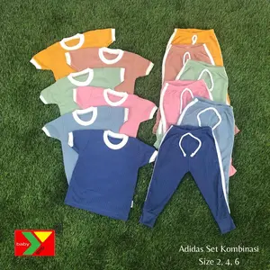 teraining Kombinasi Setelan Baju Bayi Tangan Pendek & Celana Panjang Motif "MOTIF SALUR" | Laki-laki & Perempuan | Premium | SNI |