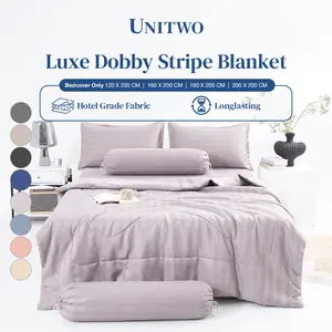 [BED COVER ONLY] Bed Cover Hotel Motif Salur Selimut Tidur Lembut Motif Stripe Aesthetic 200X200 180X200 160X200 120X200