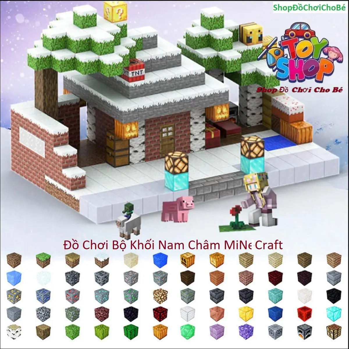 Đồ chơi Bộ Lắp Ráp Nam Châm 6 Mặt Minicraft Hình Khối cho Bé Tháo Lắp Toy