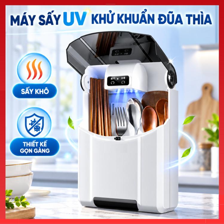 Máy Sấy Đũa Thìa Tia UV Diệt Khuẩn, Hộp Khử Trùng Đũa Muỗng Treo Tường, Giá Đựng Dao Kéo Nhà Bếp Đa Năng Đã bán 0
