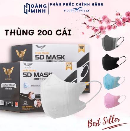 Khẩu trang 5D HM pro mask 3 lớp kháng khuẩn chống bụi mịn, chống nắng, Không lem SON MÔI