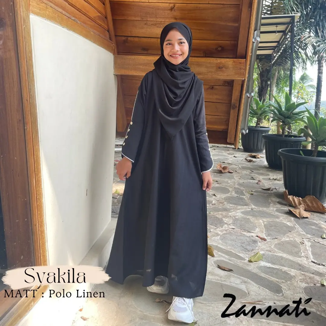 Zannati Gamis Muslim Anak Syakila Polo Linen