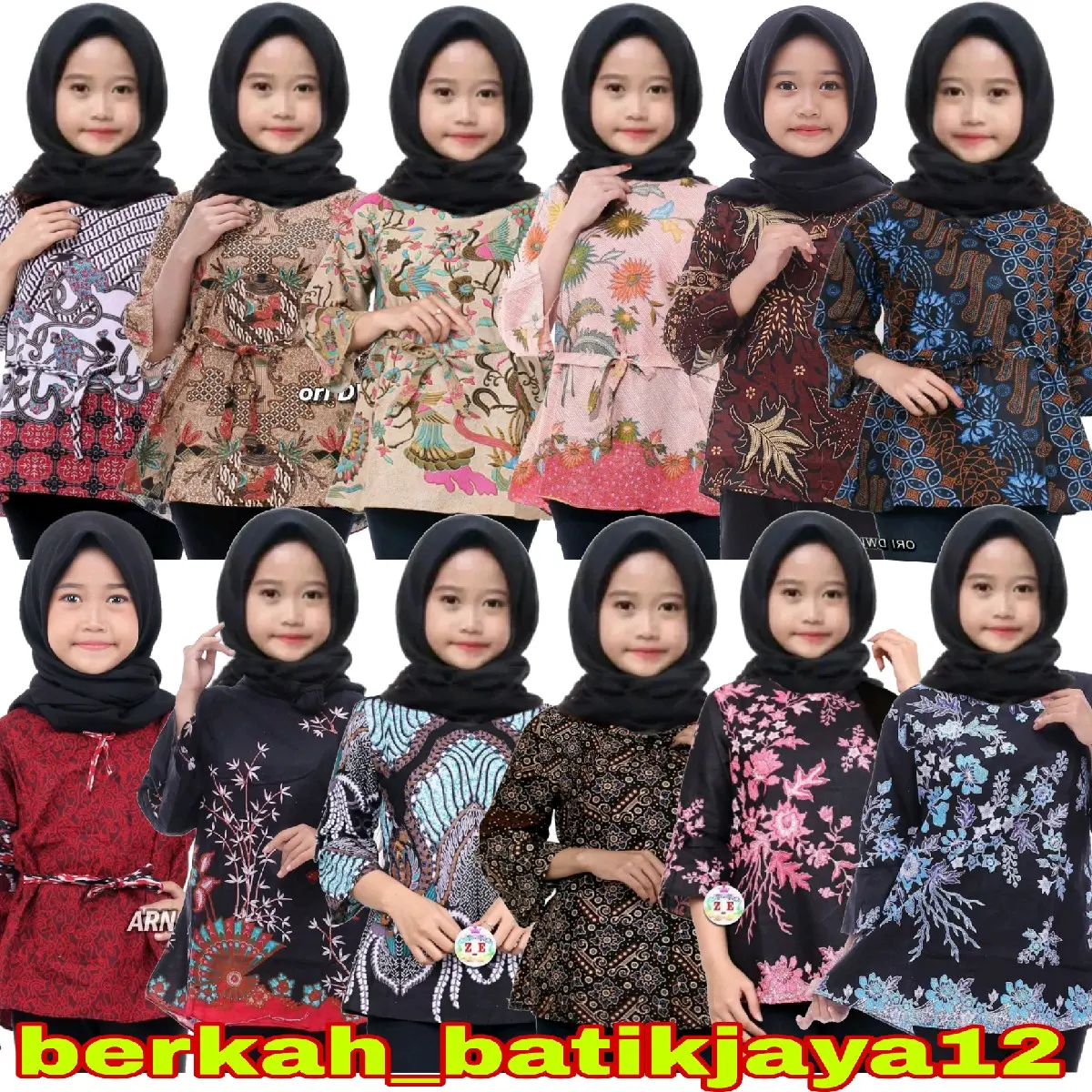 atasan blouse batik anak perempuan umur 5 sampai 12 tahun | seragam muslim blouse anak cewek TPQ TPA