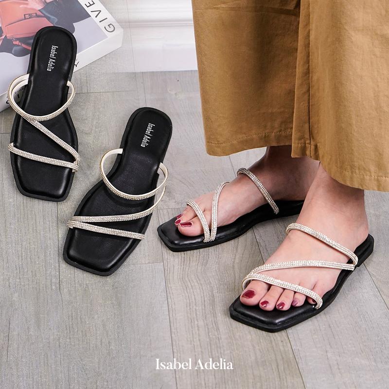 Isabel Adelia ALICE Sandal Wanita Harian Elegan Teplek Kekinian Empuk Mewah Sendal Flat 3