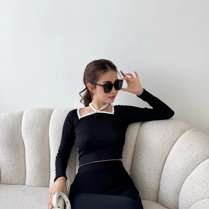 NASA Joya Top - Atasan Wanita Knit Crop Top Baju Knit Wanita Lengan Panjang Basic Long Sleeve 5