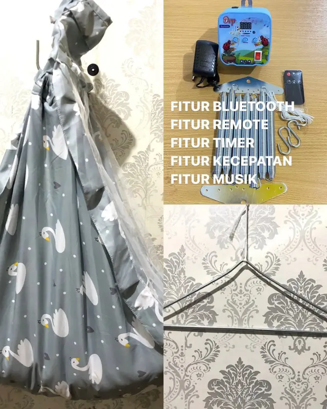 6 IN 1 AYUNAN INSTAN DAPAT AYUNAN, KELAMBU, KASUR, AYUNAN ELEKTRIK BLUETOOTH, SEGITIGA 0