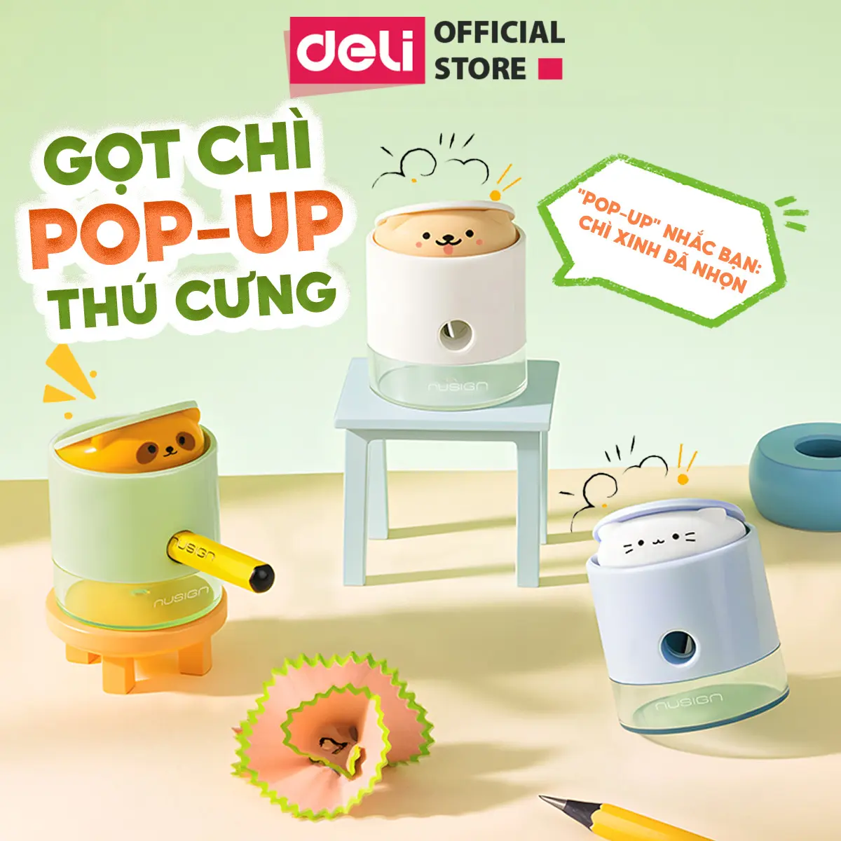 [BẢN NÂNG CẤP MỚI] Gọt bút chì mini Deli màu pastel - Chuốt bút chì sắc bén nhỏ gọn, tiện lợi dễ thương dành cho tiểu học, trường học, văn phòng