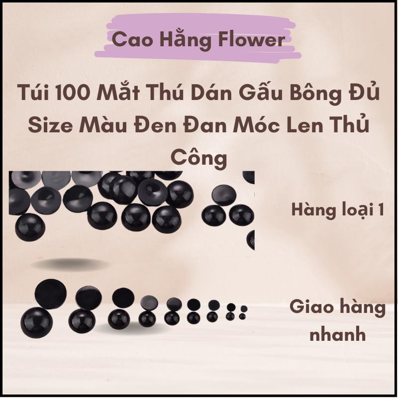 Túi 100 Mắt Thú Dán Gấu Bông Đủ Size Màu Đen Đan Móc Len Thủ Công