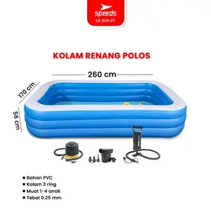 SPEEDS Kolam Renang Anak 3 Layer Polos 260cm Jumbo Bayi Tiup Inflatable Keluarga Swimming Pool Luar Ruangan 020-37