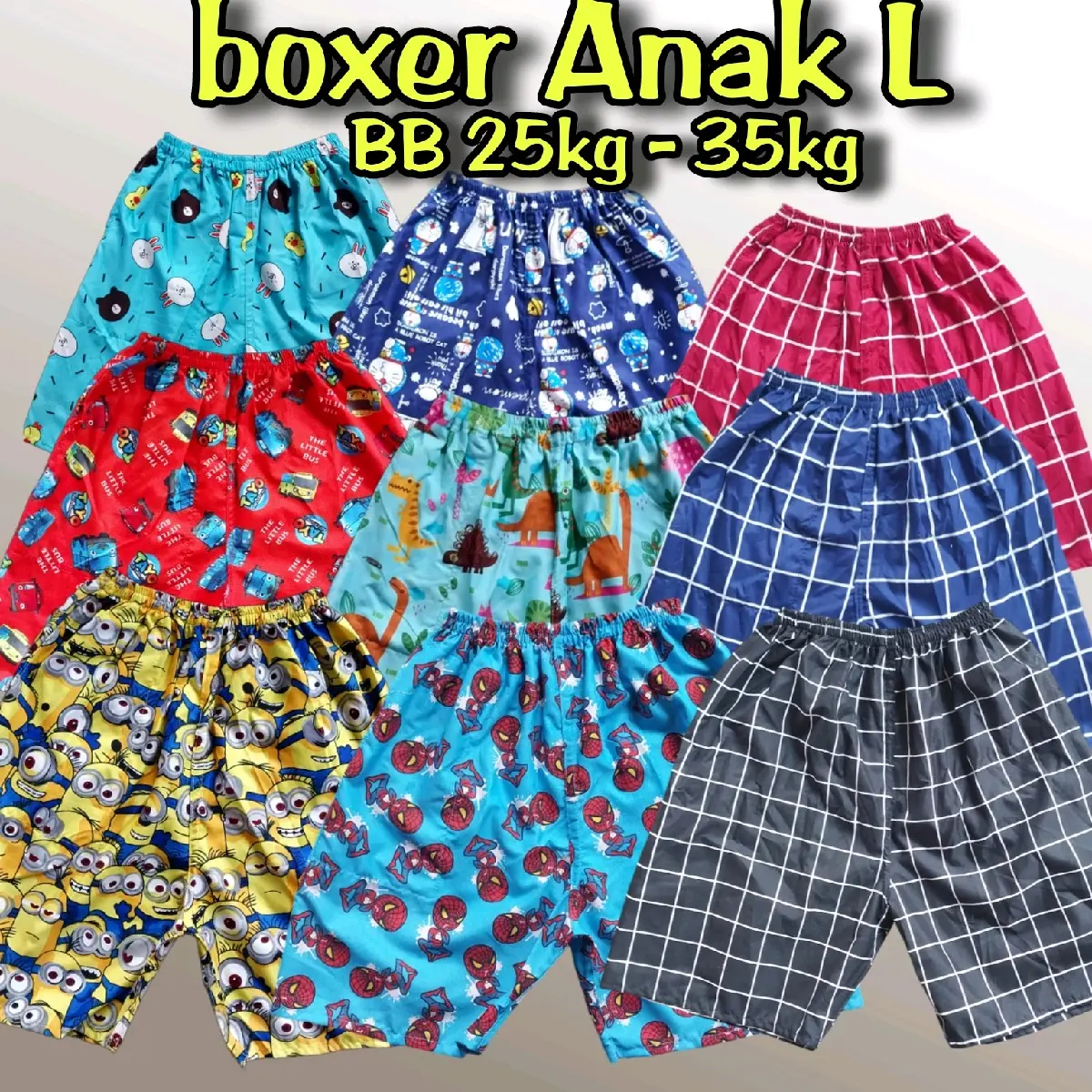 Paket 5pcs Boxer Anak L Muat BB 25kg-35kg Celana Motif celan amur ah  Fashion  SD