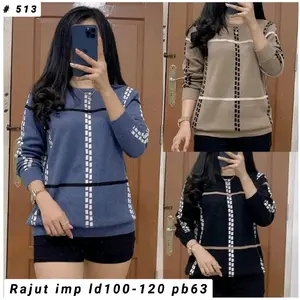 blouse rajut import motif terbaru/atasan rajut import terlaris Baju Wanita Knitwear Panjang