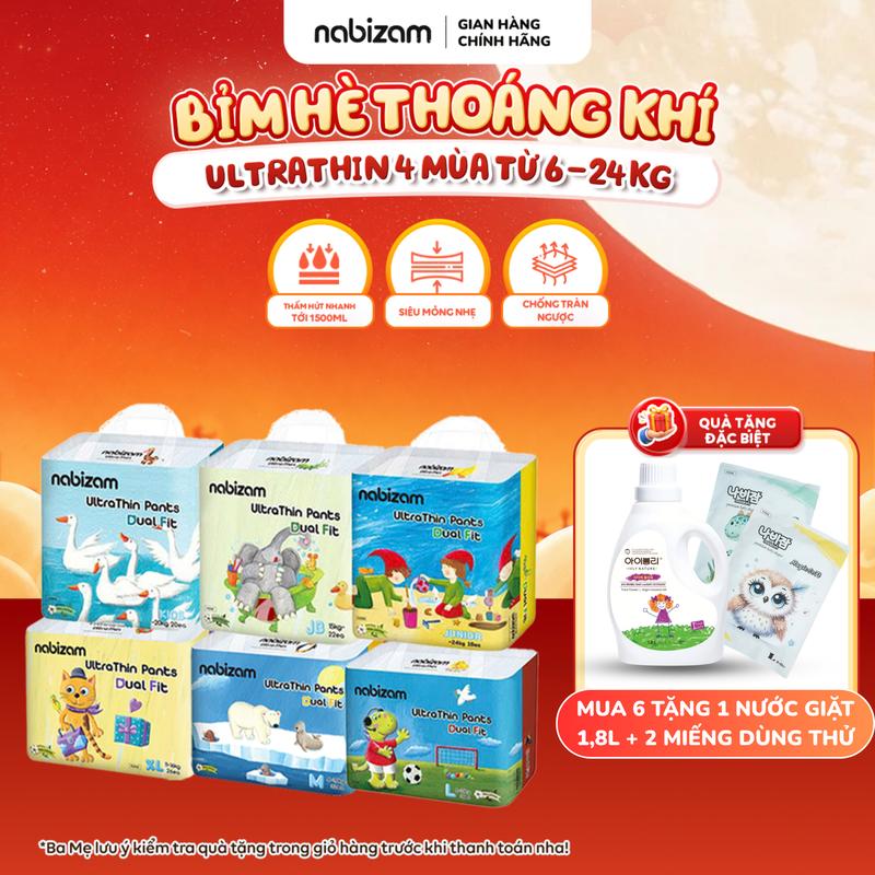 Tã/Bỉm Quần NABIZAM ULTRA THIN 4 Mùa Mỏng Mềm, Thấm Hút Nhanh, Đai Chun N