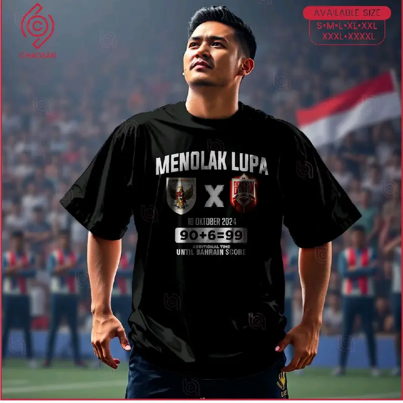 Tshirt Kaos Viral Menolak Lupa Indonesia Vs Bahrain 90+6 = 99 Cutton Combad 24s Best 2