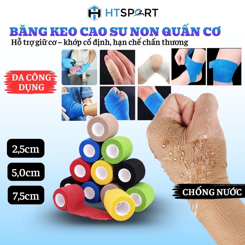 Băng Keo Cao Su Non Quấn Cơ Thể Thao Tránh Chấn Thương Bảo Vệ Cổ Chân Tay Đầu Gối Đá Bóng Tennis Cầu Lông 2.5cm 5.0cm 7.5cm