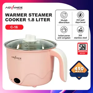 Advance Panci Listrik C-16 Multifungsi 1.8 Liter Stainless Steel 450 Watt SNI Isolasi Panas Anti-sengatan Mudah Dibersihkan