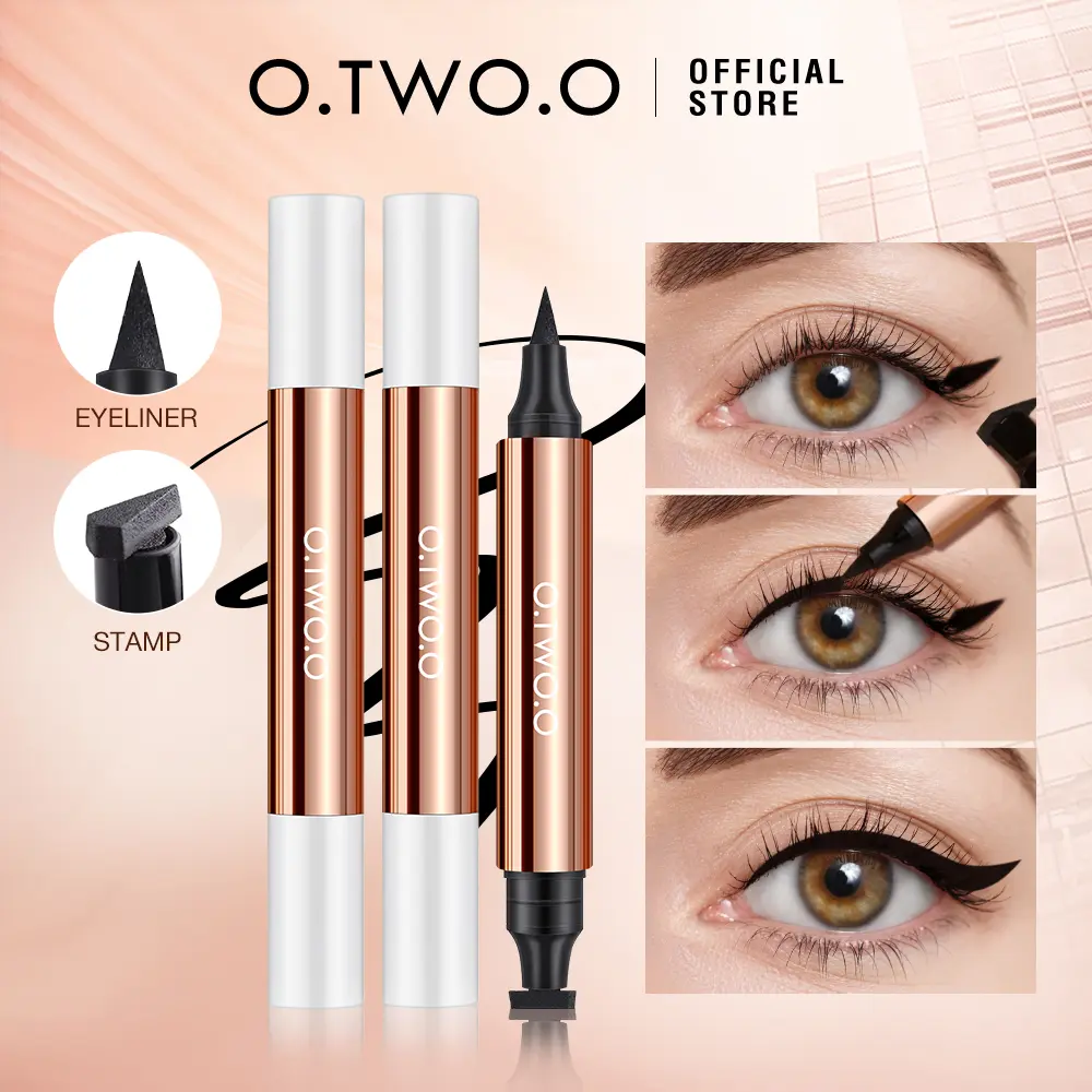 【Barang Wajib】O.TWO.O 2 In 1 Liquid Eyeliner Stamp Waterproof Long-lasting Eye Liner black lasting