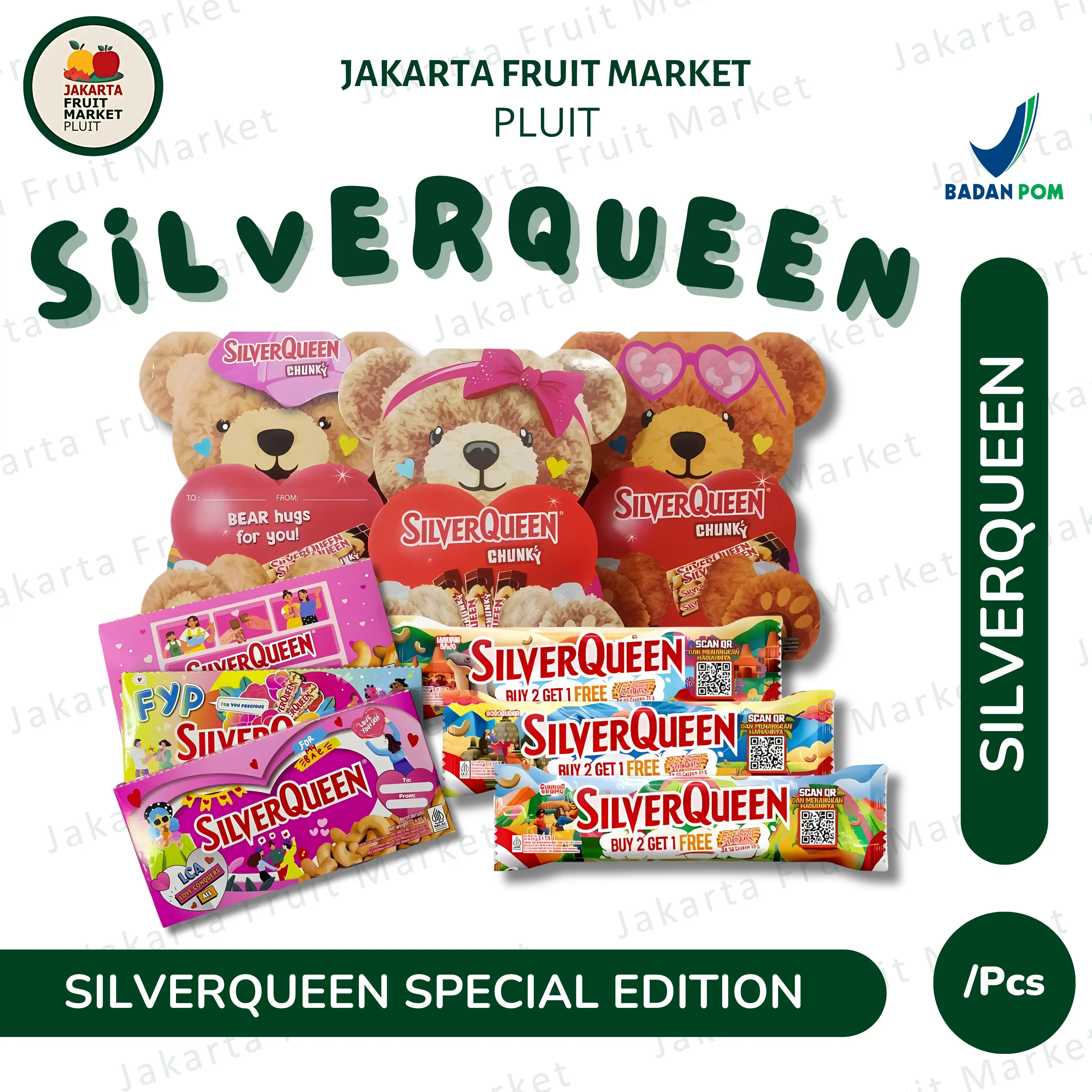 PROMO LIMITED SilverQueen Valentine Pack - Chunky Bar Bear - Edition Kemerdekaan Jakarta Fruit Market Pluit /Pcs