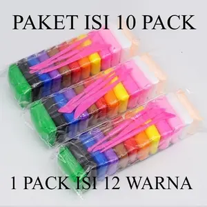 [TR] 10PACK Clay Press Mainan Edukasi Anak Plastisin Lilin Mainan Clay Polymailer 1 PACK Isi 12 Pcs Free Pisau Mainan