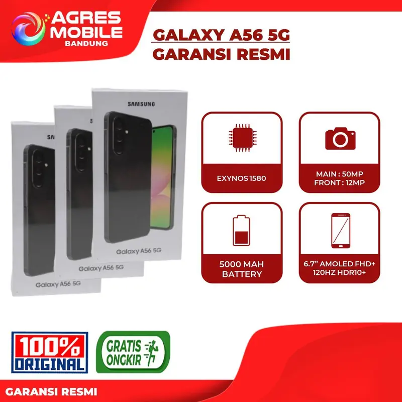 [ TIKTOK ] SAMSUNG GALAXY A56 ( 8GB/256GB ) GARANSI RESMI | EXYNOS 1580 | SUPER AMOLED | 120HZ | HDR10+ | FHD+ | 50MP CAMERA + 5000MAH BATTERY