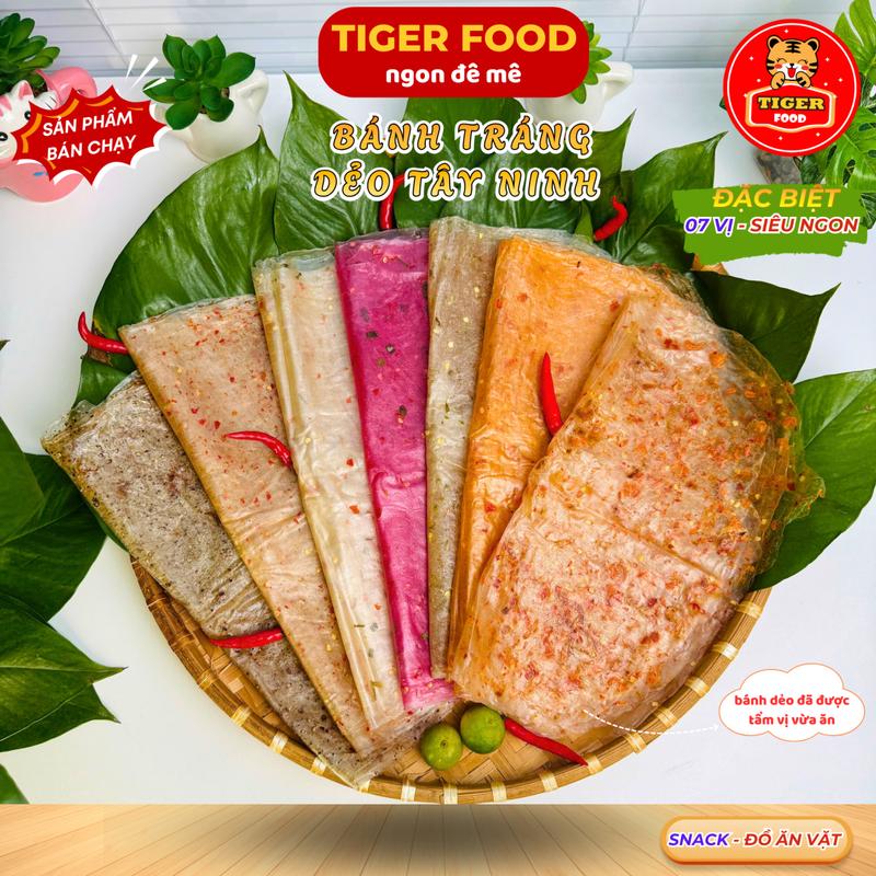 Bánh tráng dẻo tôm 500g Loại Ngon TIGER FOOD Bánh tráng cam dẻo cay phơi sương Đặc sản Tây Ninh sử dụng ăn vặt hoặc cuốn snack CHỈ BÁN LẺ BÁNH KHÔNG KÈM TOPPING Thức Ăn