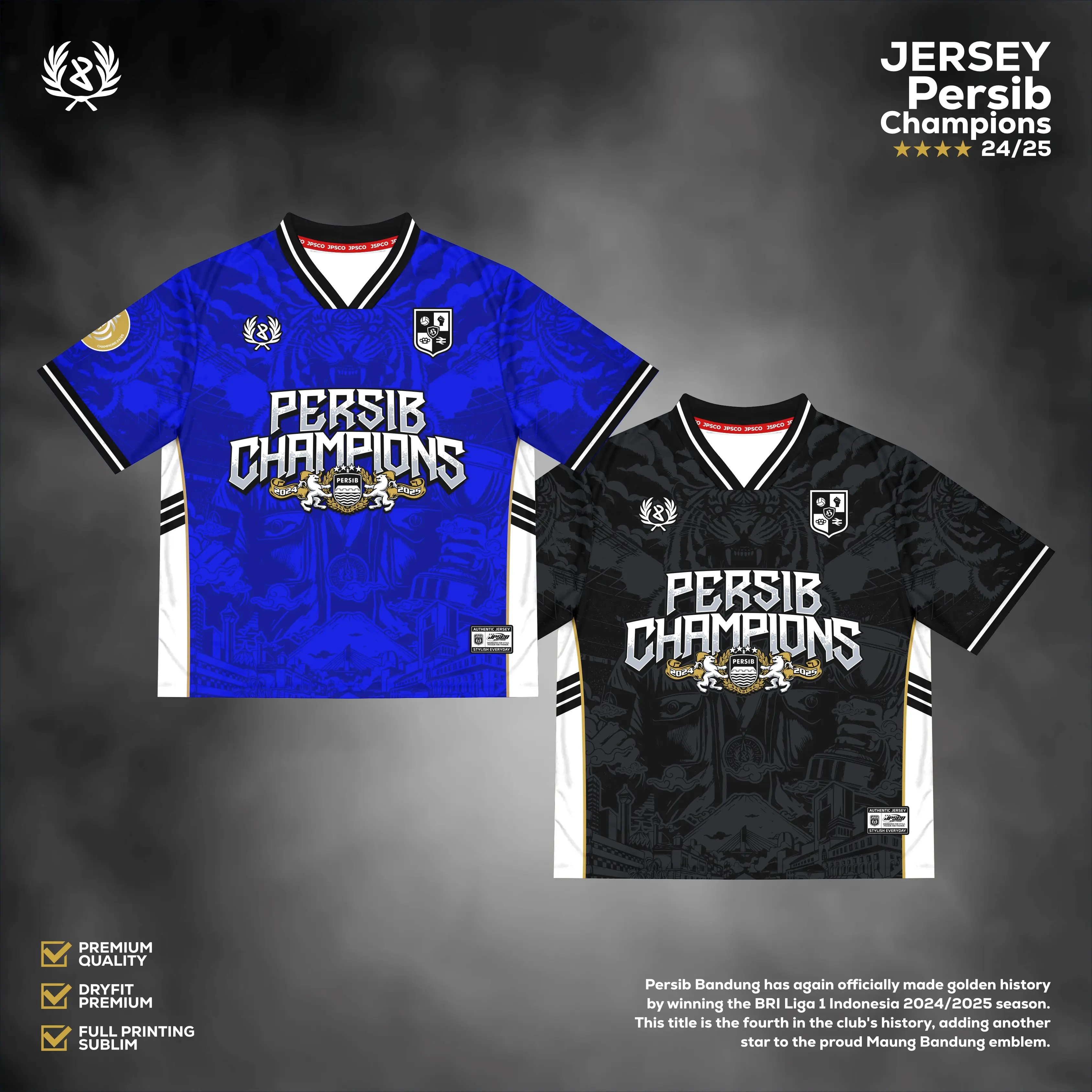 JERSEY PERSIB CHAMPIONS PERSIB JUARA HITAM JERSEY VINTAGE RETRO TERBARU Sport