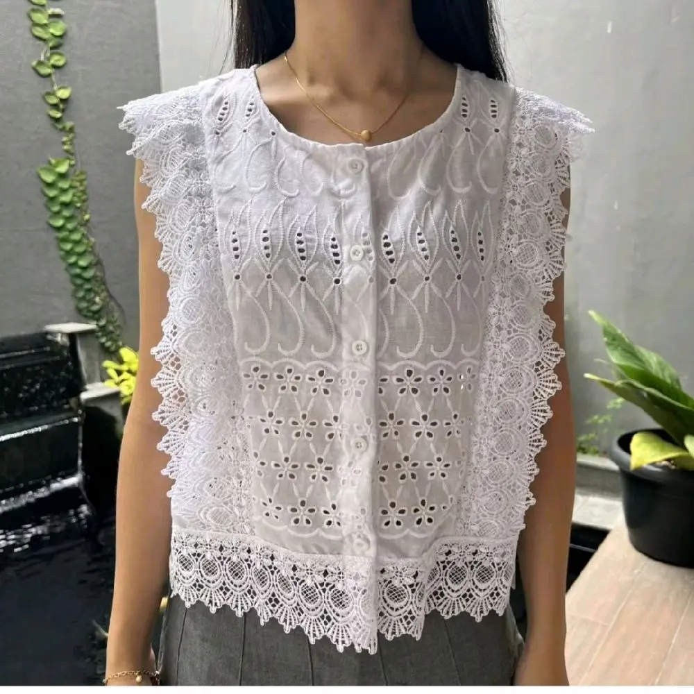 Blouse Wanita Tanpa Lengan Diora Model Crop Tank Katun Casual