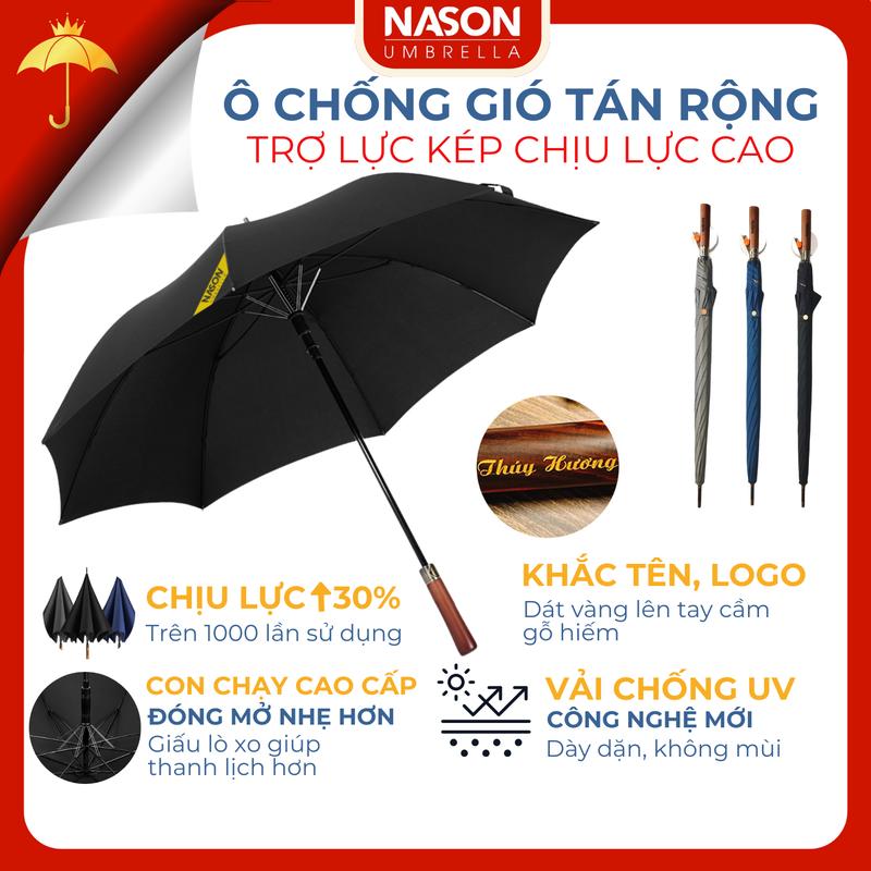 Ô dù cao cấp khung chịu lực kép G27 NASON UMBRELLA, chống lật trong gió to, tán rộng 27inch che 2-3 người, khung nan sợi thủy tinh chống gỉ bền bỉ Chống Nước