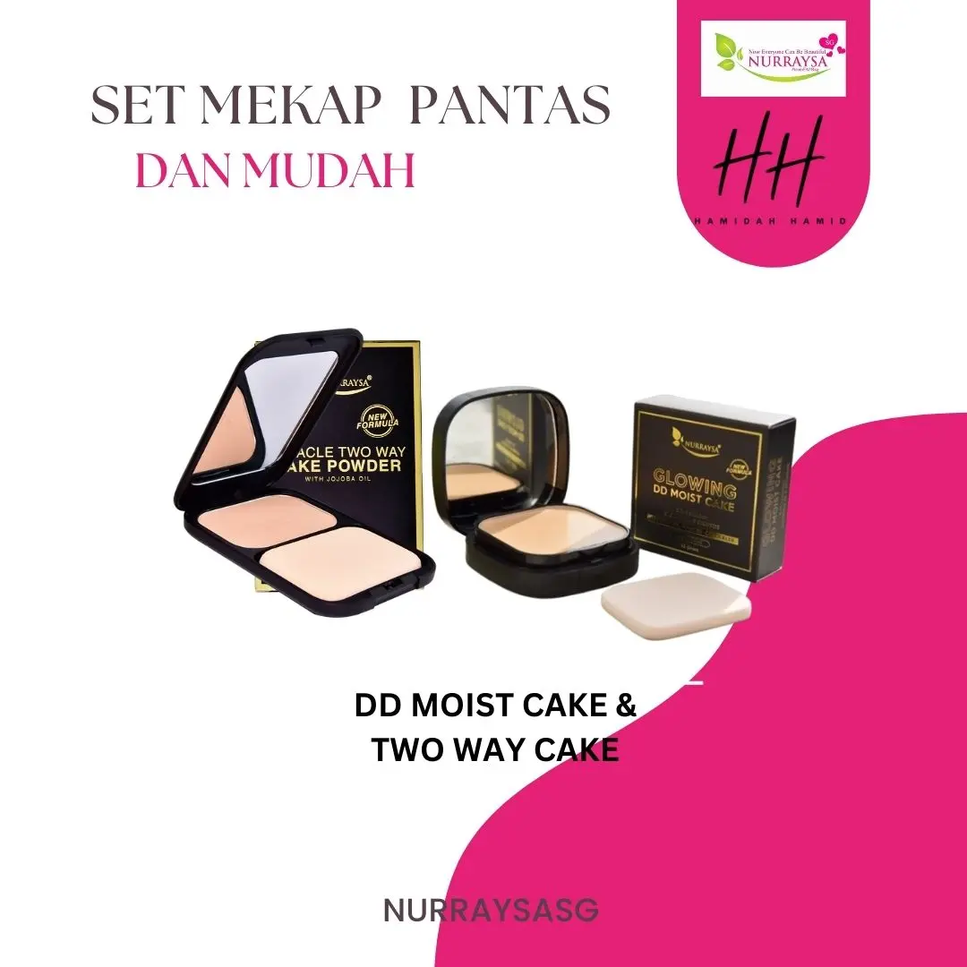 NURRAYSA SET PANTAS DAN MUDAH DD MOIST DAN TWC Flawless Makeup Hydrating Blend Hydrating Smooth Cosmetic Moisturizer Hydrate cushionfoundation long-lasting dull micro compactpowder makeupset Moisture