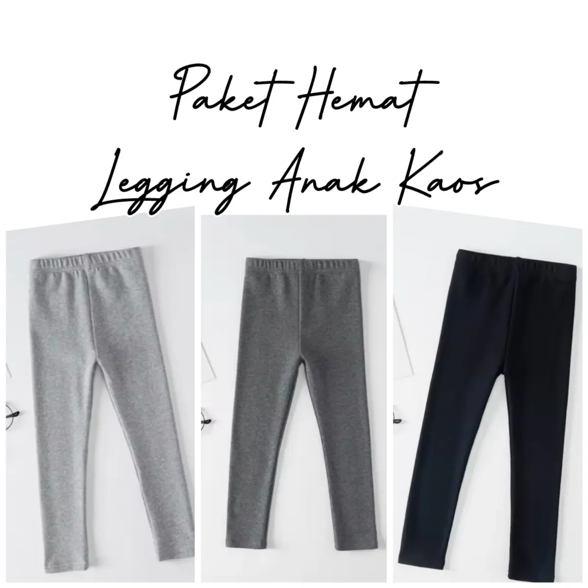 Paket Hemat 3 PCS Celana Legging Anak Perempuan Bahan Kaos - Ukuran S-XXL Fashion