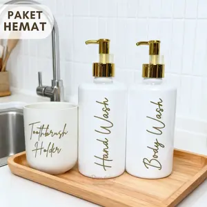 Paket Hemat Toothbrush Holder dan 2 Botol Sabun Aesthetic 500 ml