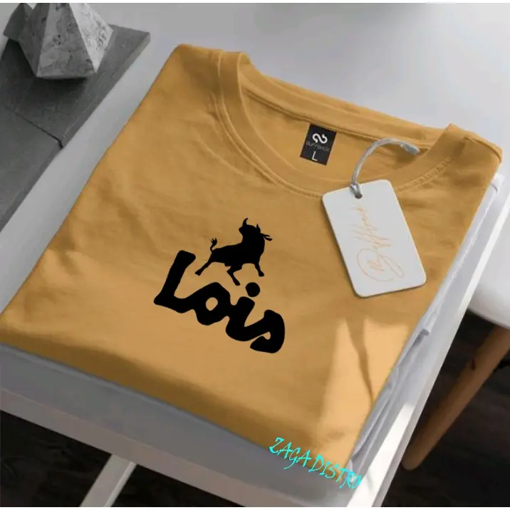 COD !!! Baju Kaos Distro Lois Text Hitam Premium Quality Kaos Cotton Combed 30s Lengan Pendek T-Shrit Koas Unisex Pria/Wanita