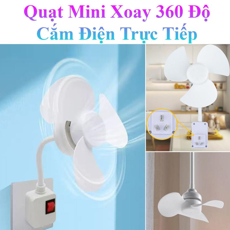 Quạt Mini Xoay 360 Độ Tiện Lợi Cắm Điện Trực Tiếp Tiện Dụng