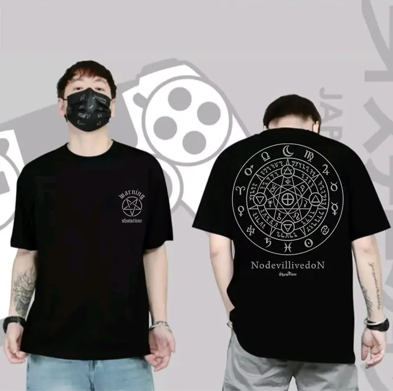 Baju Kaos Jepang Pria Wanita Keren Lengan Pendek Hitam Putih Terbaru Motif Sablon Bergambar Cod Cewek Cowok Unisex Cople Motif no devil bayar ditempat gratis ongkir Distro Oblong Combed Santai 0
