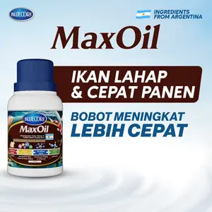 BlueCore MaxOil Vitamin Ikan untuk Meningkatkan nafsu makan dan pembentukan daging.