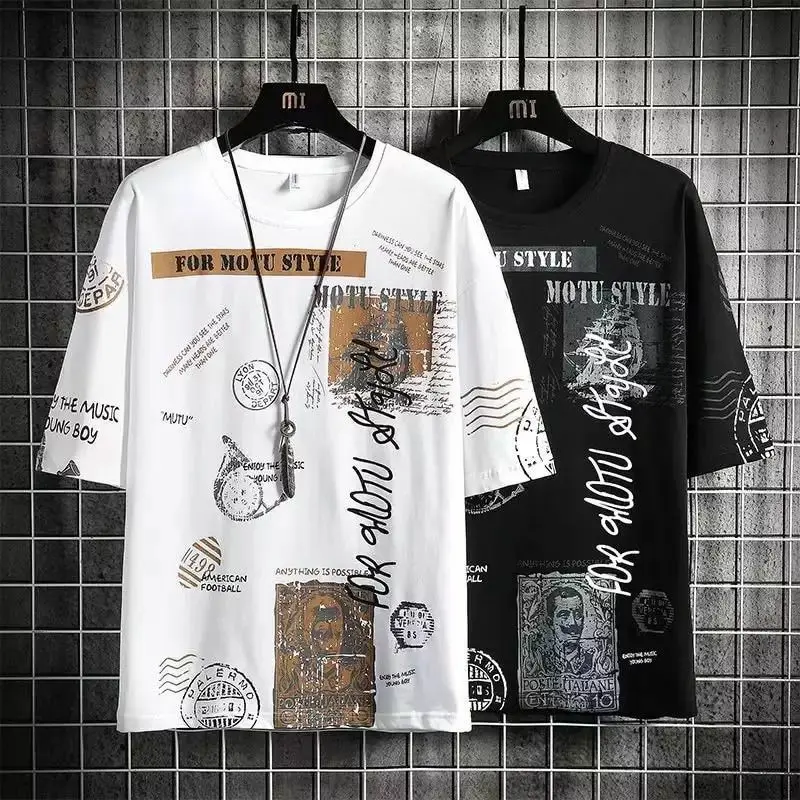 Baju Pria Oversize Jumbo Size M|L-3XL Distro Kaos Pria Lengan Pendek T-shirt Korean Style Lokal Motif Sablon Atasan Dewasa Motu Oblong Cowok Keren Santai Simple Combed