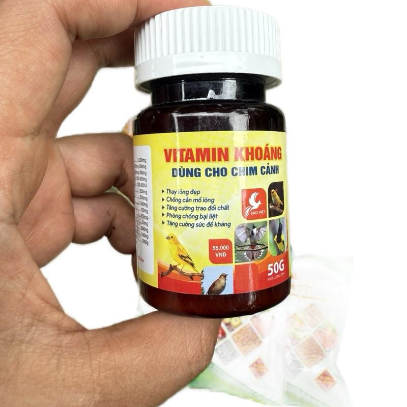 Lọ Vitamin Và Khoáng Sao Việt 50g Hỗ Trợ Quá Trình Thay Lông Cho Chim Cảnh caxi biotin nước tăng nuoc vitamin kich bôi