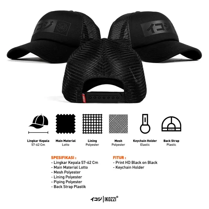H✉75 IKOZZI INVICIBLE TOPI TRUCKER - TOPI JARING C✔5Z 1
