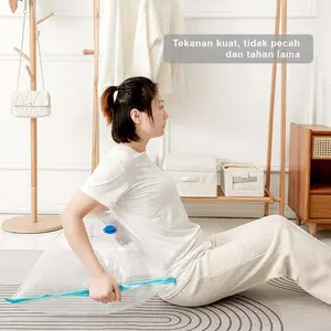 U-Living Plastik Vacuum Kantong Pakaian Travel Transparan Anti-Air Dipakai Berulang Klip Plastic Best Seller