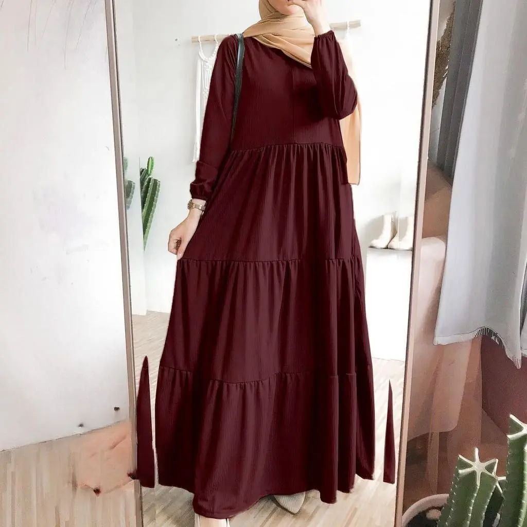 seira id | Midi Dress Kirania / Gamis Wanita Terbaru / Dress Busui / Rayon Adem dan Tebal Kancing Kerah Muslim Nyaman Panjang Ruffle Santai Rempel