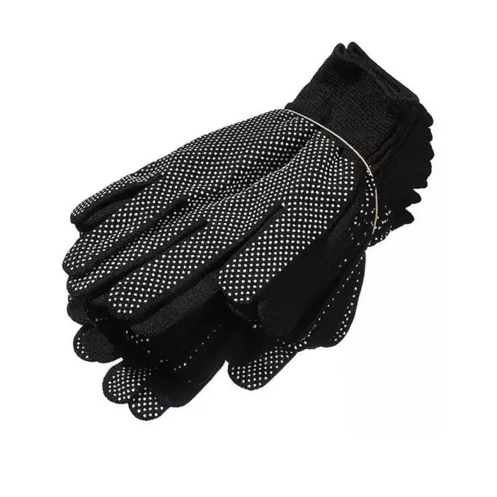 10 PASANG-  ( ST ANTISLIP ) Sarung tangan Dewasa Rajut hitam Anti slip / Sarung tangan hitam bintik full jari & setengah jari woll rajut murah